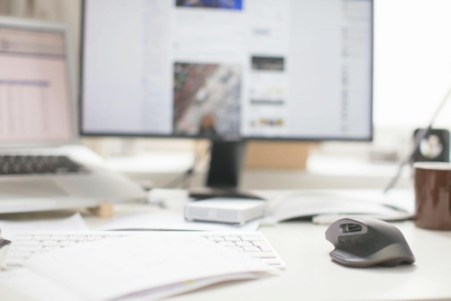 Financial planning workspace with documents and calculator